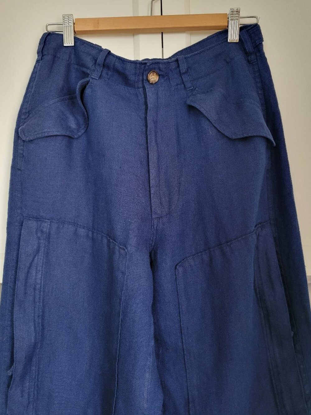Y2K Vintage Polo Ralph Lauren Pants Blue Utility Pocket Workwear 100% Linen - Picture 3 of 13
